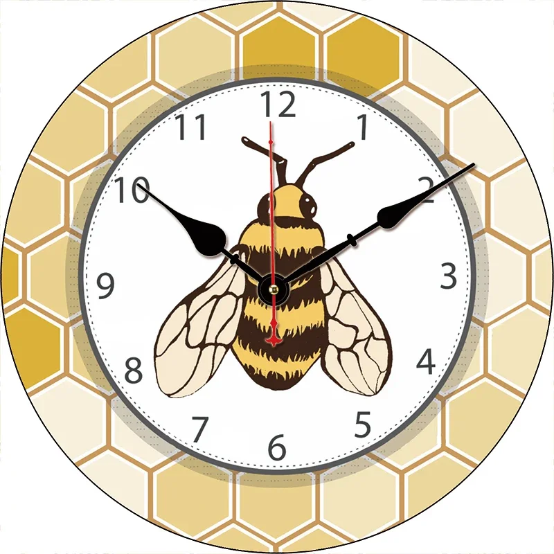 Honeybee Kitchen Round Wall Clock Large Dinning Restaurant Cafe Decorative Wall Clock Silent Non-Ticking Nice For Gift