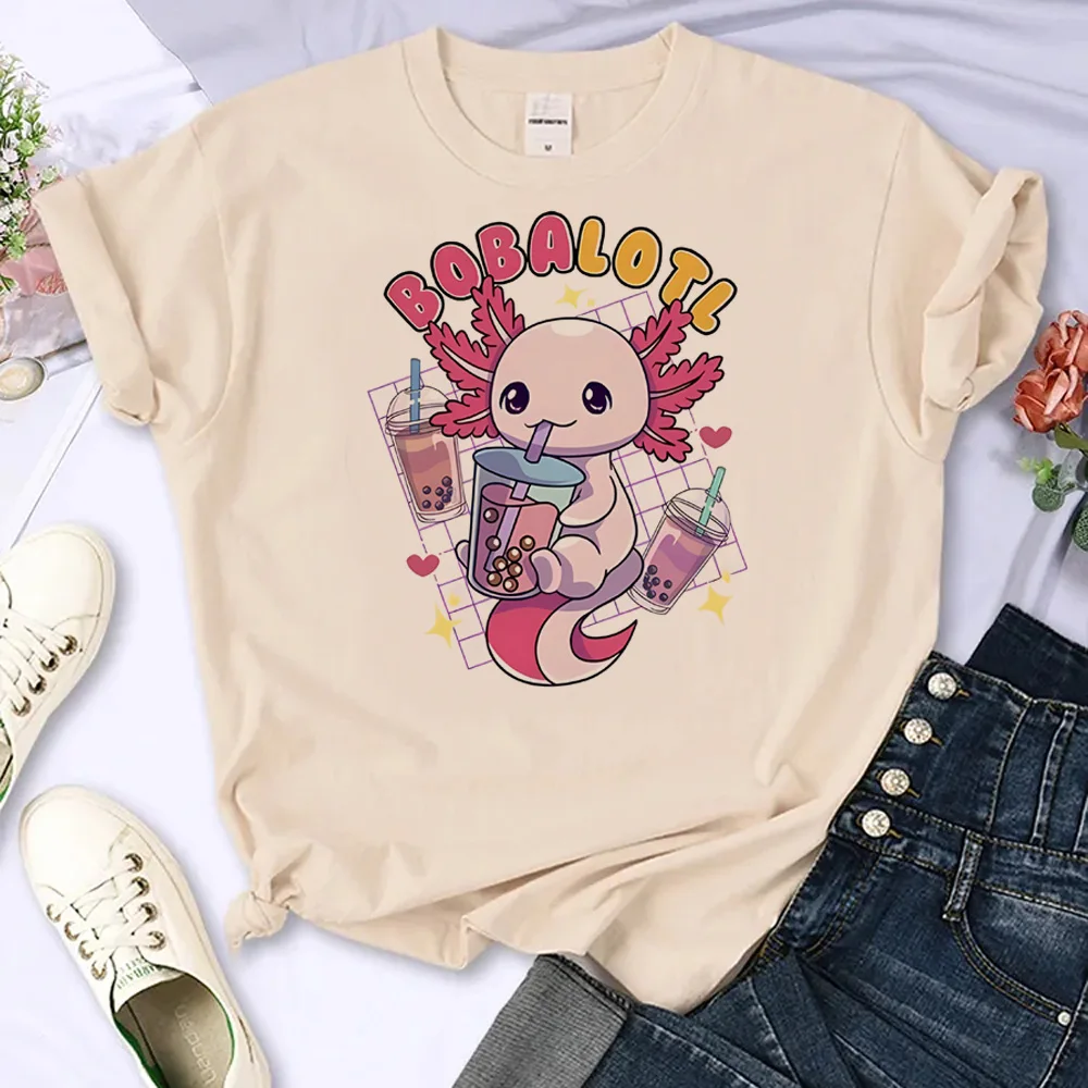 Axolotl t-shirts women funny designer Japanese tshirt female funny anime designer clothing