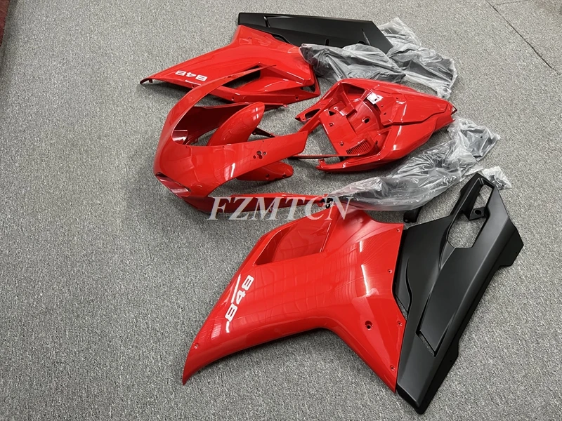 4Gifts New ABS Bike Fairings Kit Fit for Ducati 848 1098 1198 Evo 2007 2008 2009 2010 2011 2012 Bodywork Set Custom Red Black