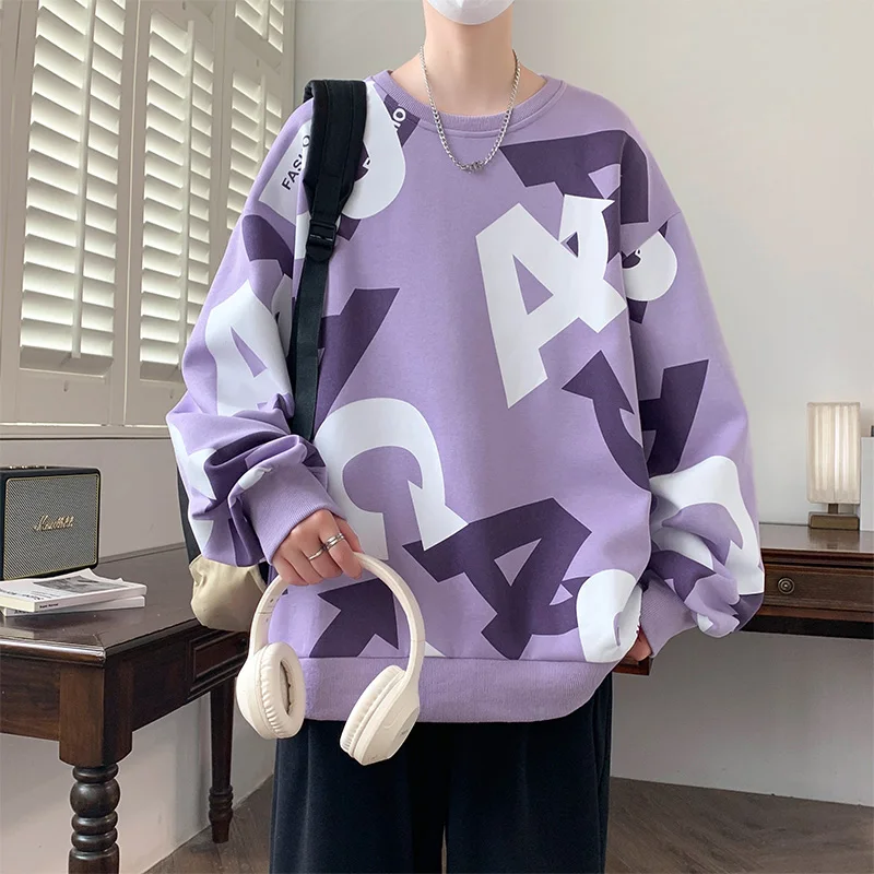 Giacca da uomo con cappuccio girocollo Nuova primavera e autunno Moda Lettera Pullover Felpa con cappuccio Giacca di grandi dimensioni per adolescenti Top ampio