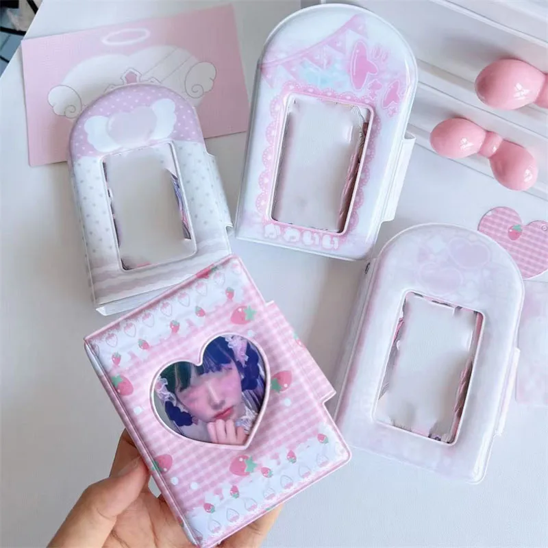 32 Slots Strawberry Card Album 3 Inch Photo Card Holder Kpop Idol Collect Book Mini Pictures Storage Organizer Stationery Gift