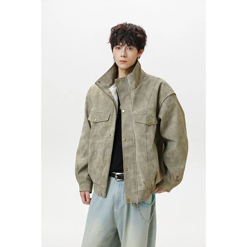 

Мужское кожаное джато на подкладке в стиле ретро в американском стиле, байкерское хлопковое пальто, осень-зима, модный бренд Street Cool