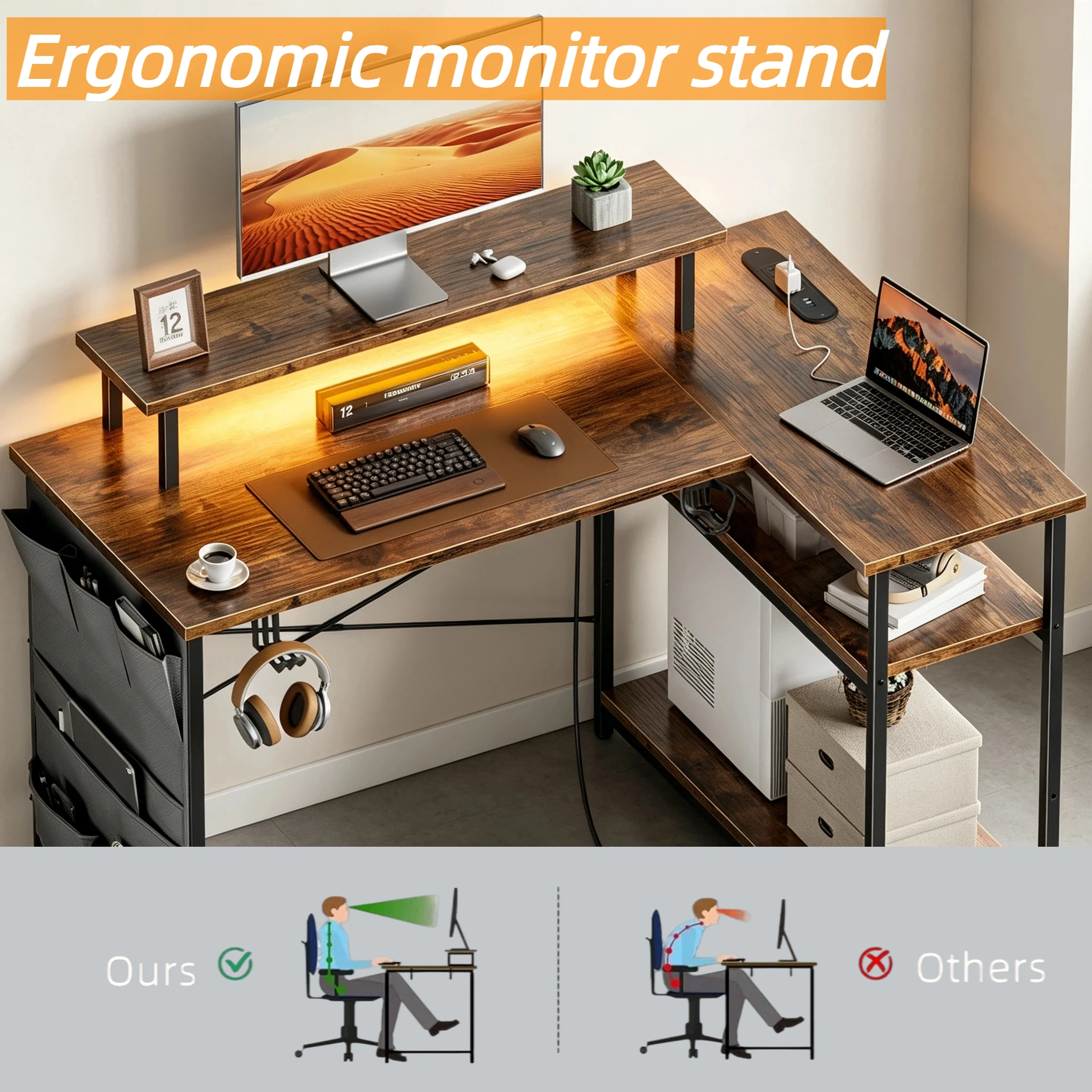 L-Shaped Computer Desk, featur - Pc Zotac Gaming 评论和价格