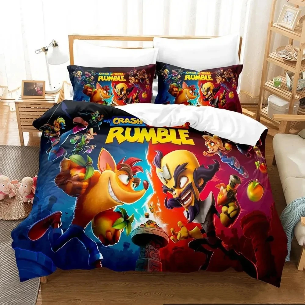 

3D Print Crash Bandicoot Game Bedding Set Boys Girls Twin Queen King Size Duvet Cover Pillowcase Bed boys Adult