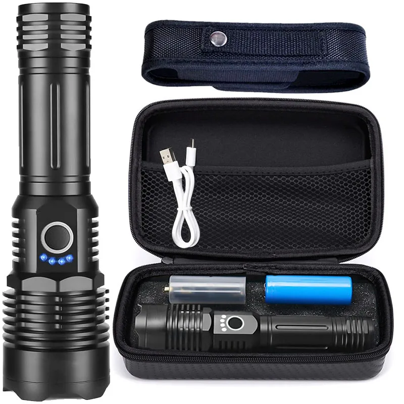 

Перезаряжаемый светодиодный супер яркий тактический фонарик из алюминиевого сплава, 5 режимов масштабирования для домашнего поиска, кемпинга, пешего туризма