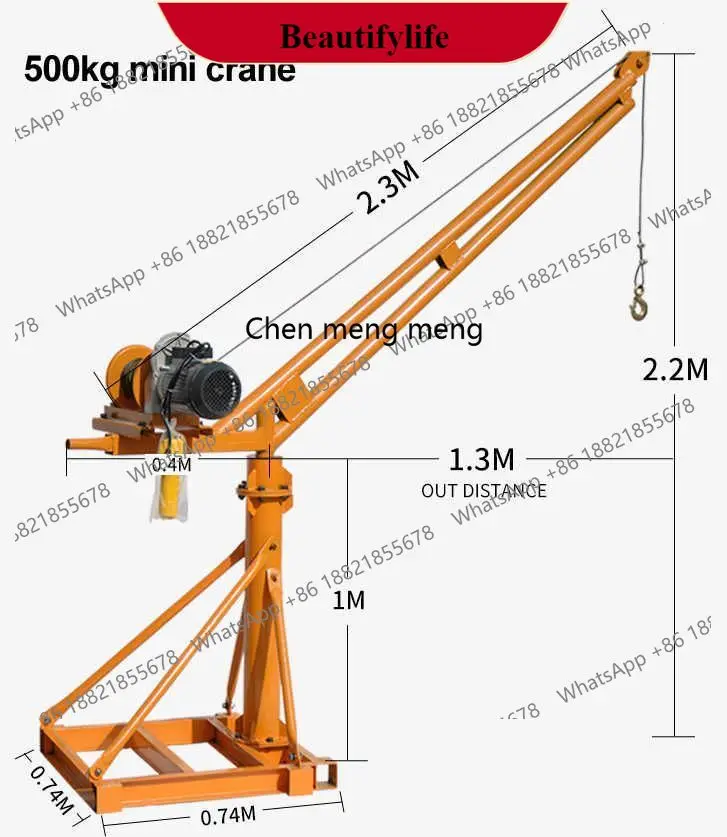 

Кран-подъемник строительный мини z189 с поворотом на 360 градусов, грузоподъемность 500 кг - 1 тонна, для наружного применения