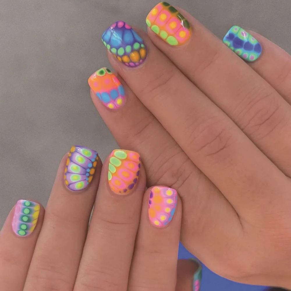 

Colorful Spotted Short Square Armor Brightening Finished Finished Finished Dressed Armor Removable Nail Art