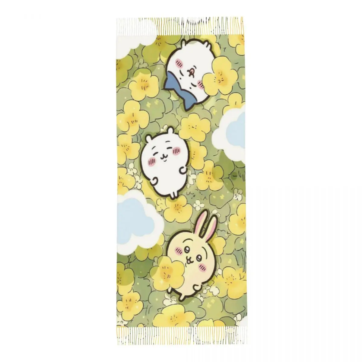 مخصص مطبوعة Chiikawa الكرتون وشاح النساء الرجال الشتاء الدافئة والأوشحة شال التفاف