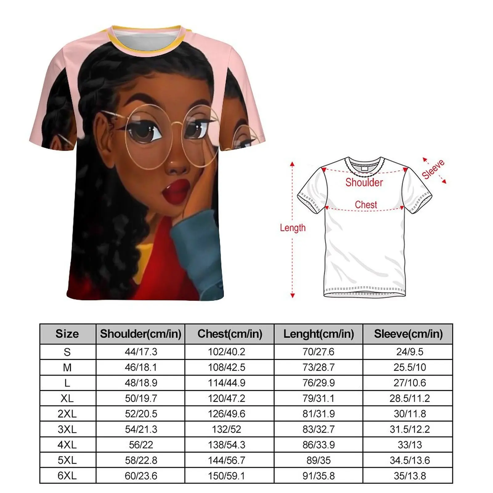 Oversized T Shirt Summer Ladies With Red Lips T-Shirts Pretty Afro Girl Aesthetic Round Neck Tee Shirt Men Vintage Top Tees