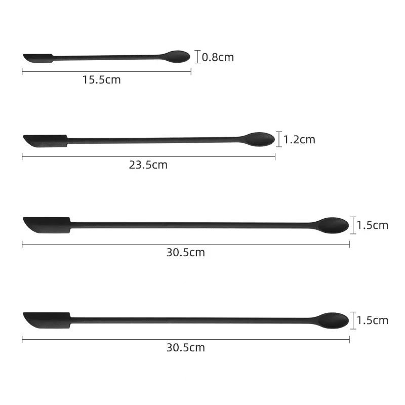 4PCS Silicone Spatula Tool Mini Jam Spatula Dual-Ended Scraper Beauty With Spoon For Kitchen Jars Butter Cream Cosmetic Bottles