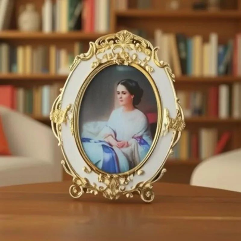 European Style Plastic Carved Floral Oval Photo Frame 6 Inch 7 Inch Picture Frame Desktop Ornaments Home Decor