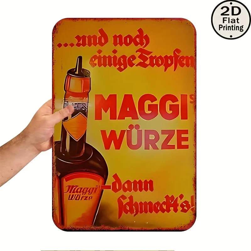 2D Flat, 1-Piece Set, Vintage Maggi Seasoning Metal Wall Sign