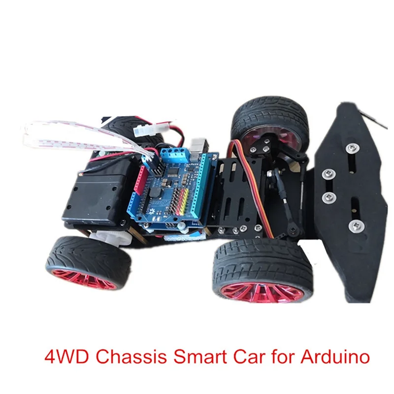 4 Wheel DIY Servo Robot Car 4WD Chassis Smart Car for Arduino Car Platform with Metal Servo Bearing Kit Gear Control