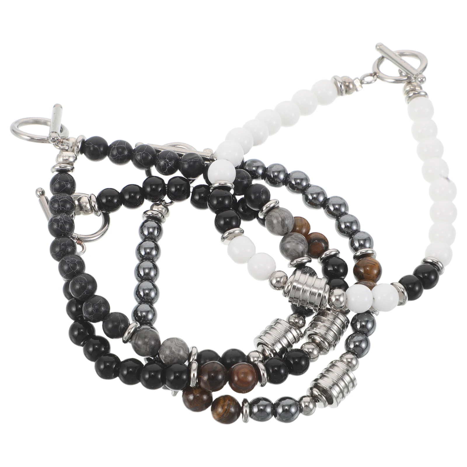 

Mens Stone Beaded Bracelet Stylish Hip-Hop Jewelry Daily Wear Men Wrist Bracelet Trendy Beads Chain Male Stone