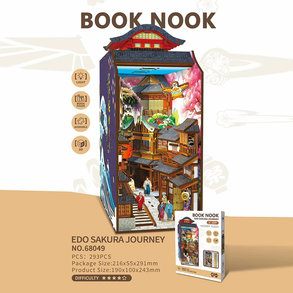 DIY Wooden Puzzle House Model Book Nook Miniature Cabin for Home Decoration Birthday Gift for Book Lovers