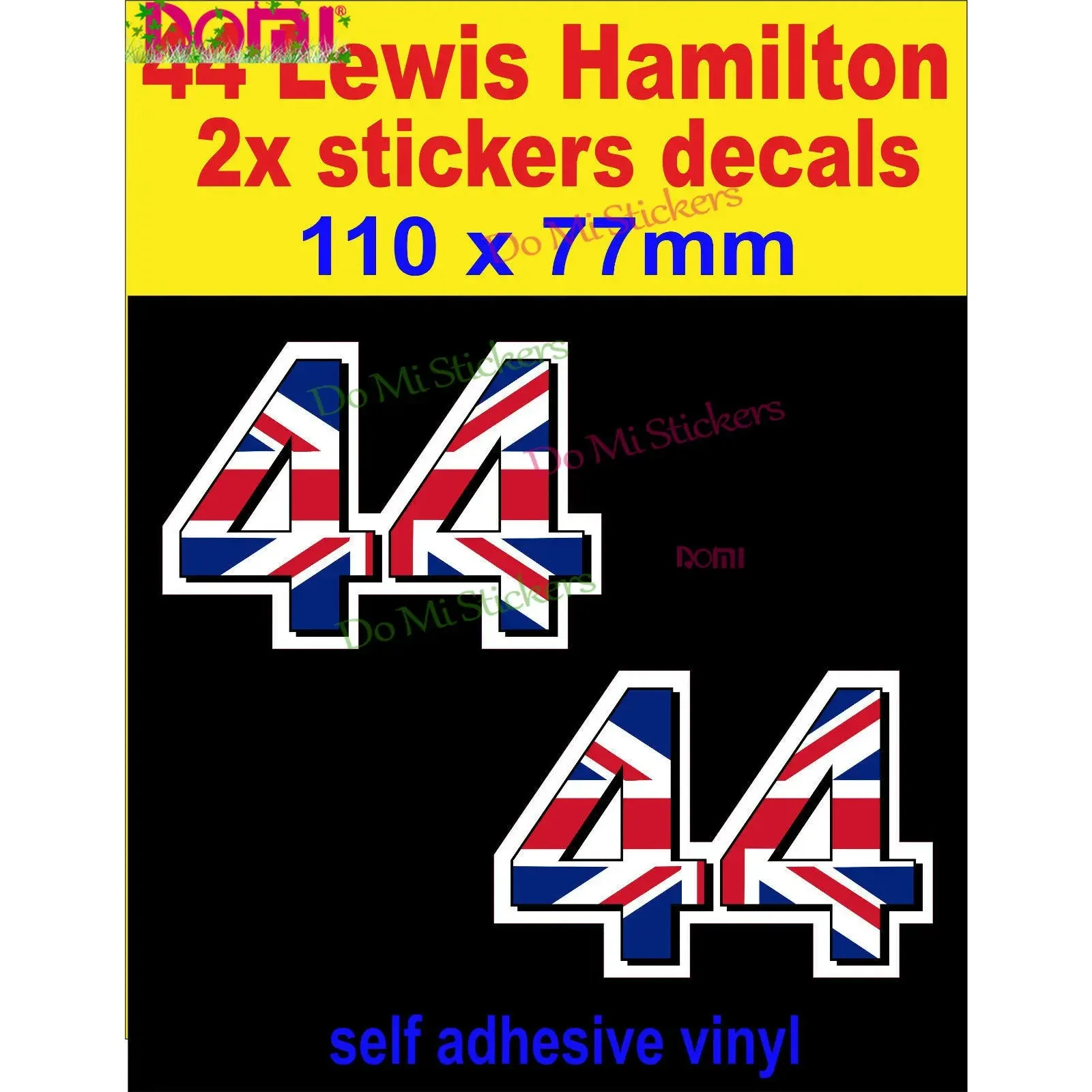 44 Lewis Hamilton Union Jack Stickers Motorsport Car Van Toolbox Workshop Decal Helmet Trunk Wall Vinyl Car Sticker Die-Cut