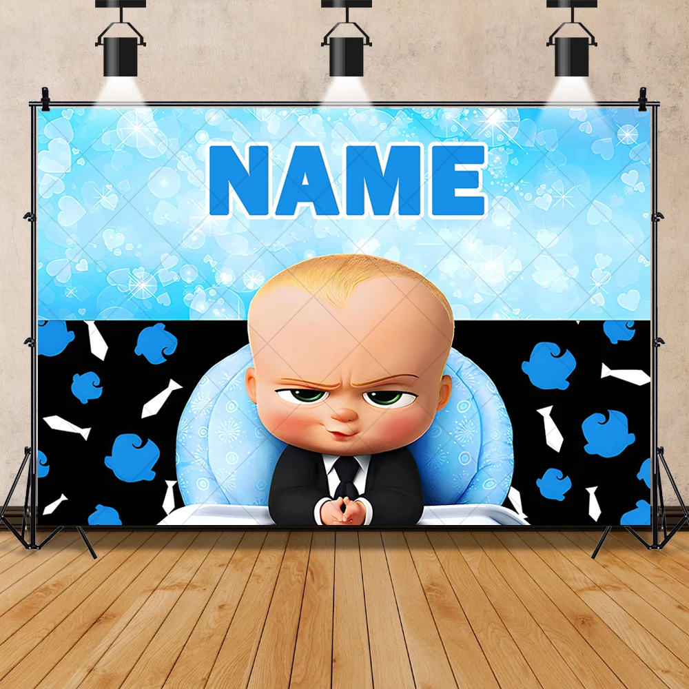 The Boss Baby Newborn 1st Birthday Backdrop Party Decor Photography Background Kids Portrait Photographic Cake Table Decor Props