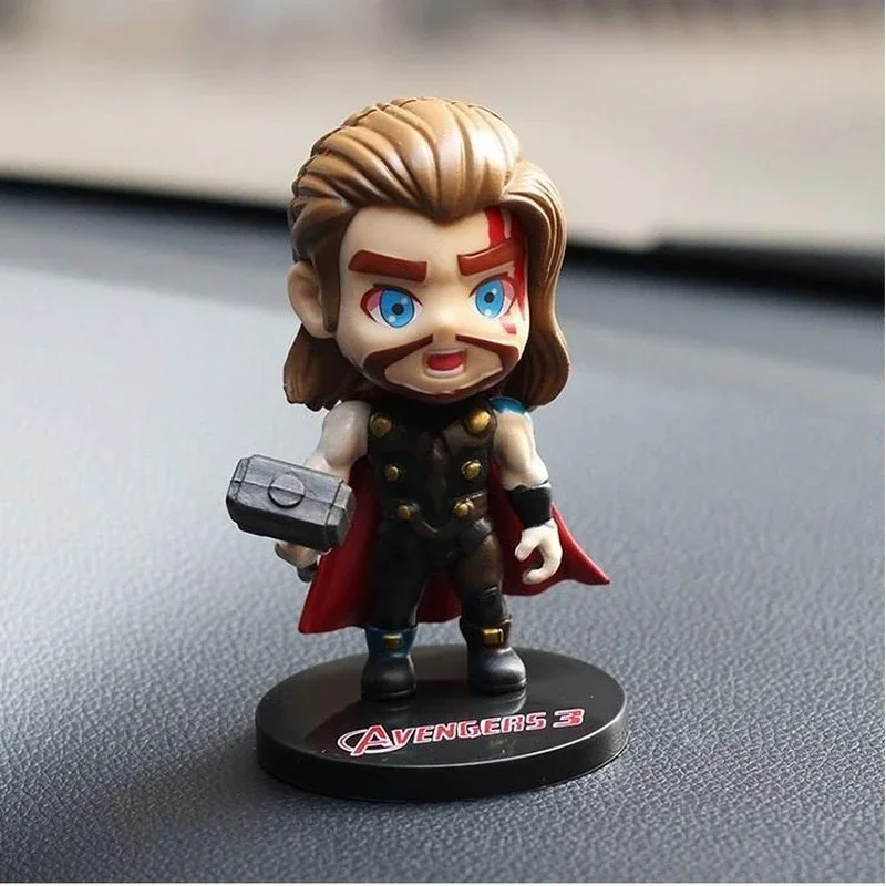 The Avengers Q Version 10CM Anime Figures Super Hero Spiderman Iron Man Batman Captain America Thor Model Doll Toy Kids Gifts