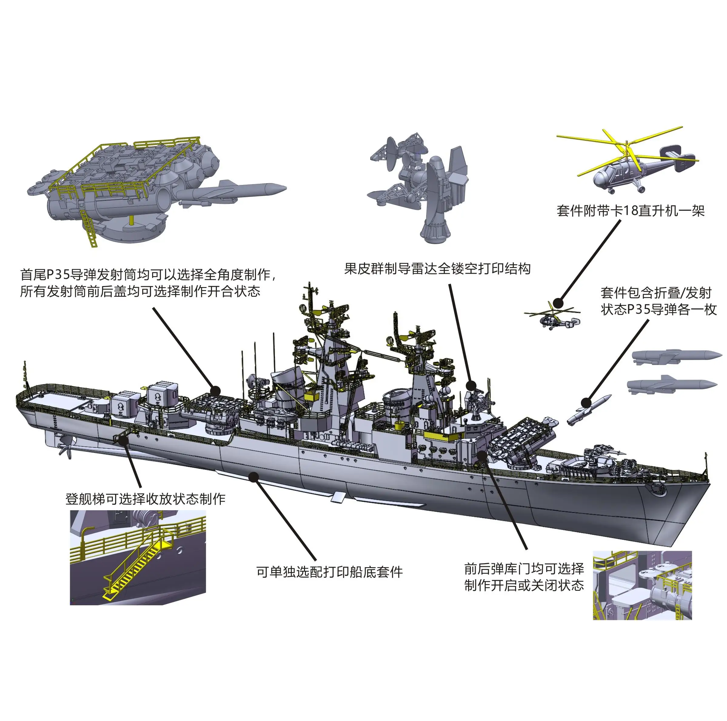 YG MODEL YM2008 1/700 Scale Soviet Navy CG Type.58 Model Kit