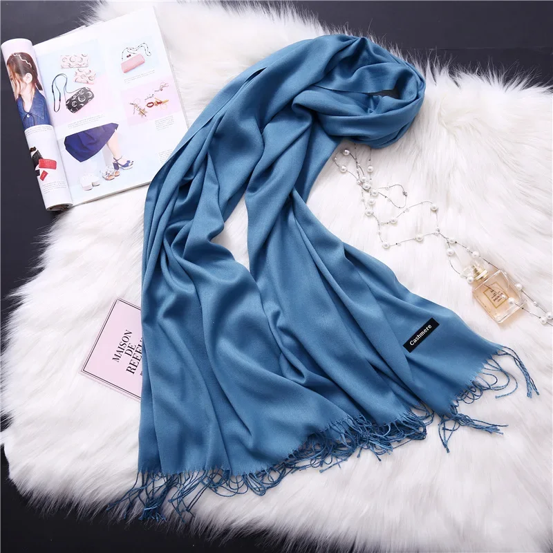 Spring Autumn Solid Imitation Cashmere Scarf Winter Men Women Light Warm Scarves Headband Muffler Shawl Fashion Long Tassel Wrap