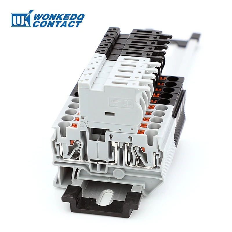 

10Pcs PT 4-HESILED 5*20 mm Fuse Holder Push-in Terminal Block With LED 24V/220V 4mm² Cable Din Rail Electric Connector PT4-HESI