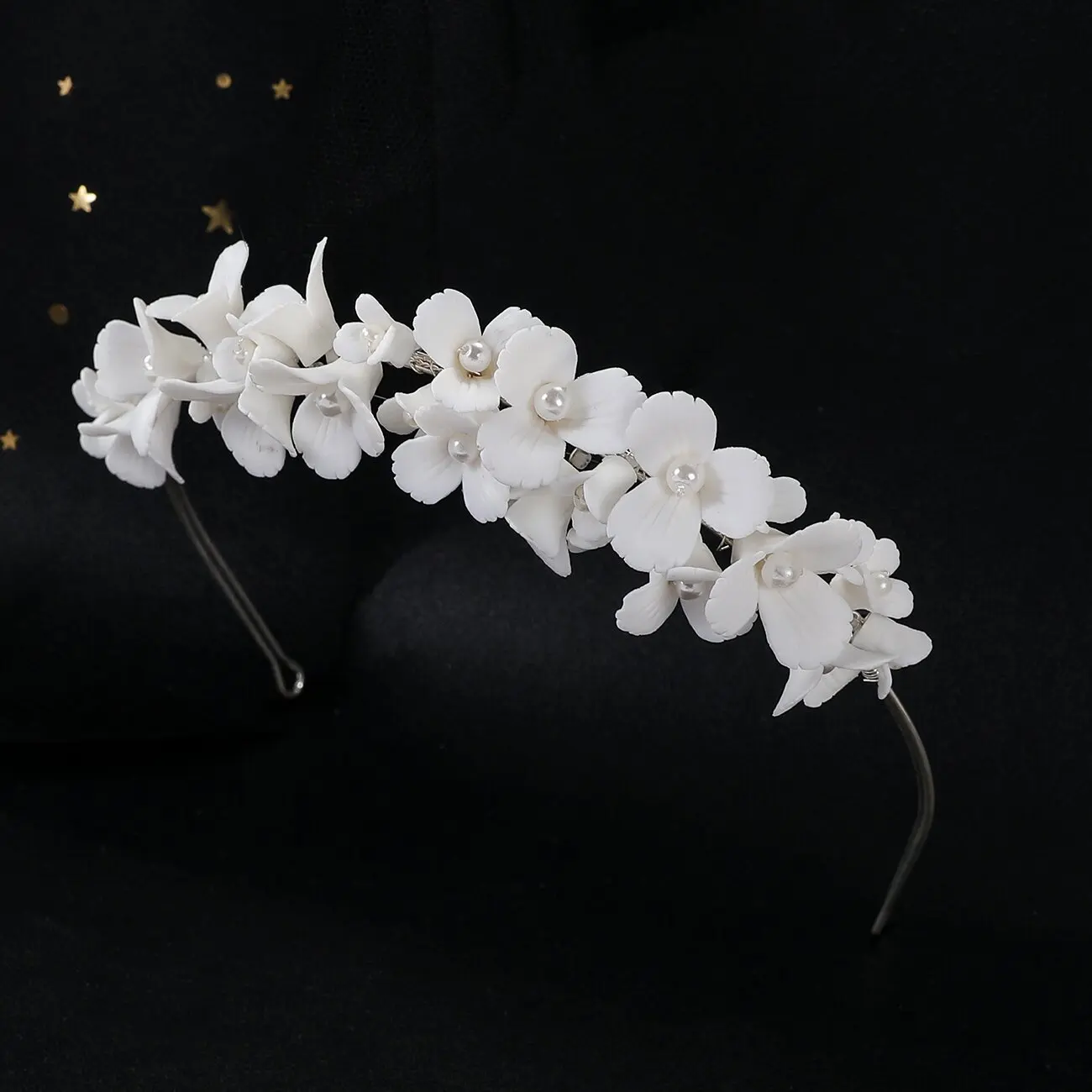 SLBRIDAL Handgemachte Kristall Strass Perlen Keramik Blume Braut Tiara Hochzeit Brautjungfern Party Krone Frauen Mädchen Haar Schmuck – Detail 9