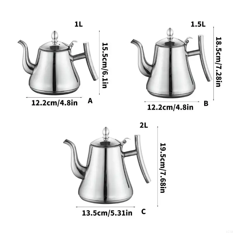 Rustproof Steel Teapot Kettle with Builts-In Infuser for Loose and Tea Bags, Gooseneck Pouring and Daily Home Tea 37JD