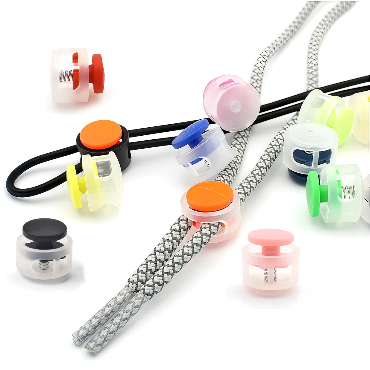 

20-30PCS Plastic Spring Cord Lock Clamp Clasps Toggle Clip Stopper Buckle Rope Lanyard Drawstring Shoelace Clothes Backpack Hat