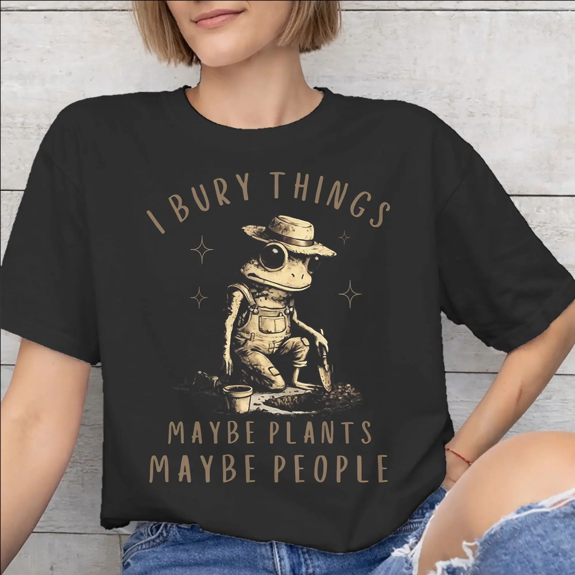 Men Women I Bury Things Maybe Plants Maybe People Frog T Shirt 100% Cotton Printed Tee Shirts  Top Clothing