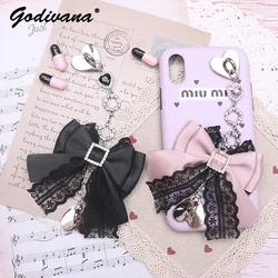 Handmade Mine Mobile Phone Decorations Bow Lace Rhinestone Phone Charm girl Women Sweet Cool Shoe Clip Shoe Buckle Accessories