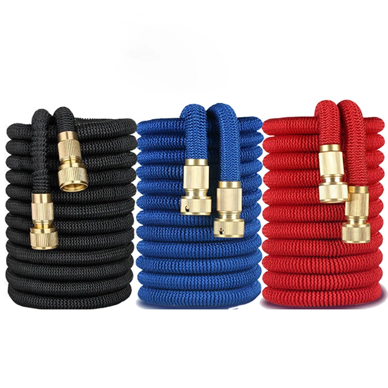 Water Plated Copper Household Garden Water Hose 3 times telescopic TPE car wash water hose magic telescopic water pipe TY0332