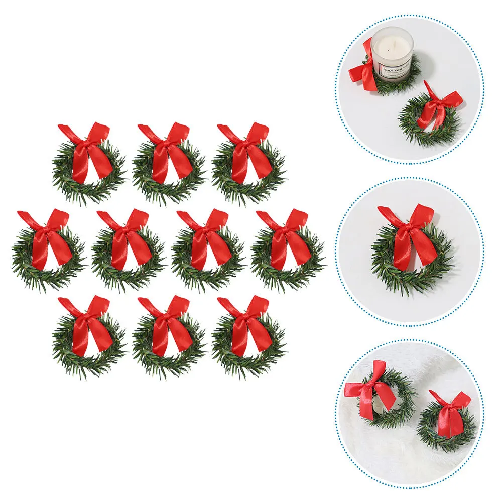 

10Pcs Artificial Wreaths Simulated Wreath for Christmas Decorations Door Hanging Rings Party Supplies Sweetheart
