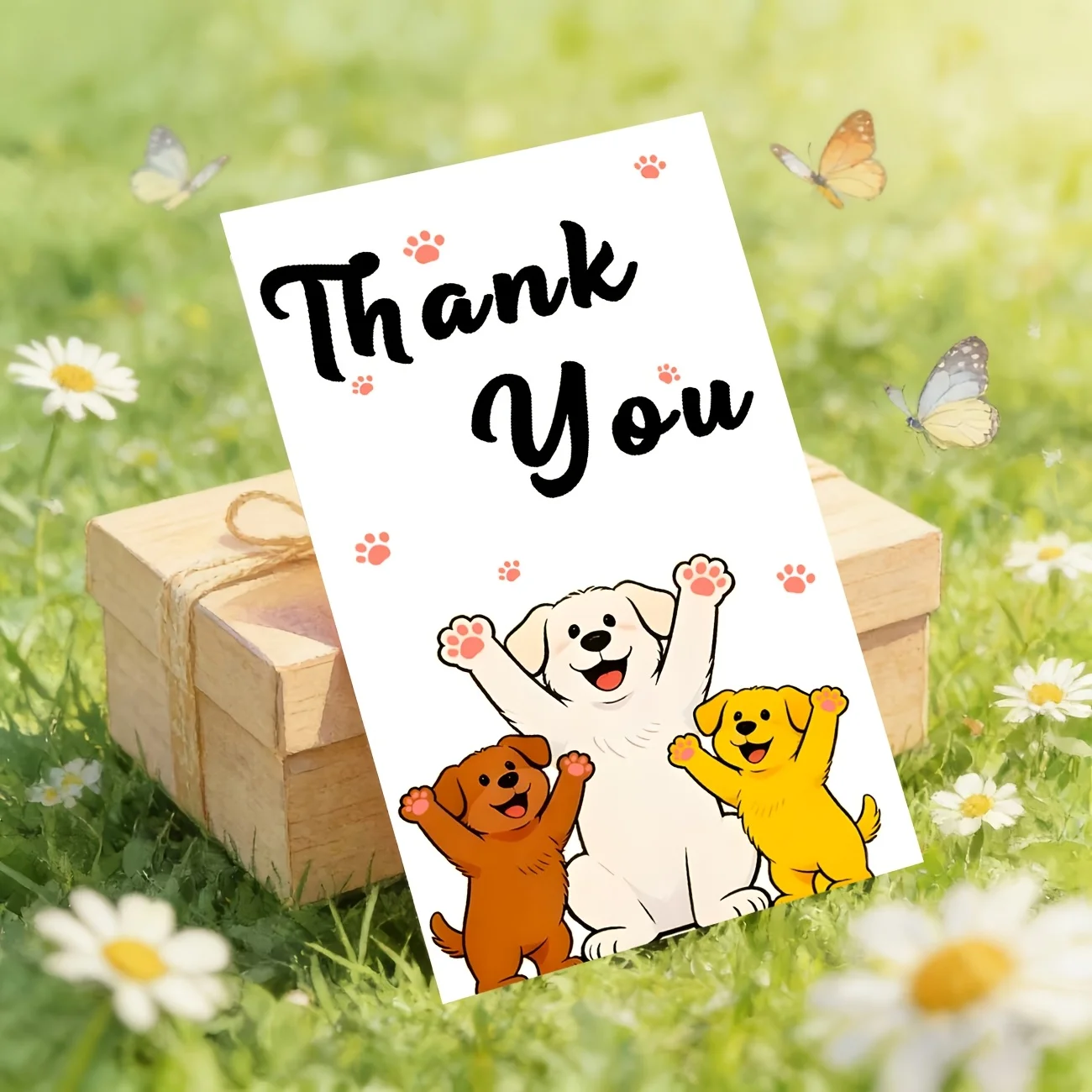 50PCS Cute Puppy and Paw Design Cute Pet Gift Thank-you Cards, Suitable for Decoration, Gifts, Festivals, Shops, Parties, Etc