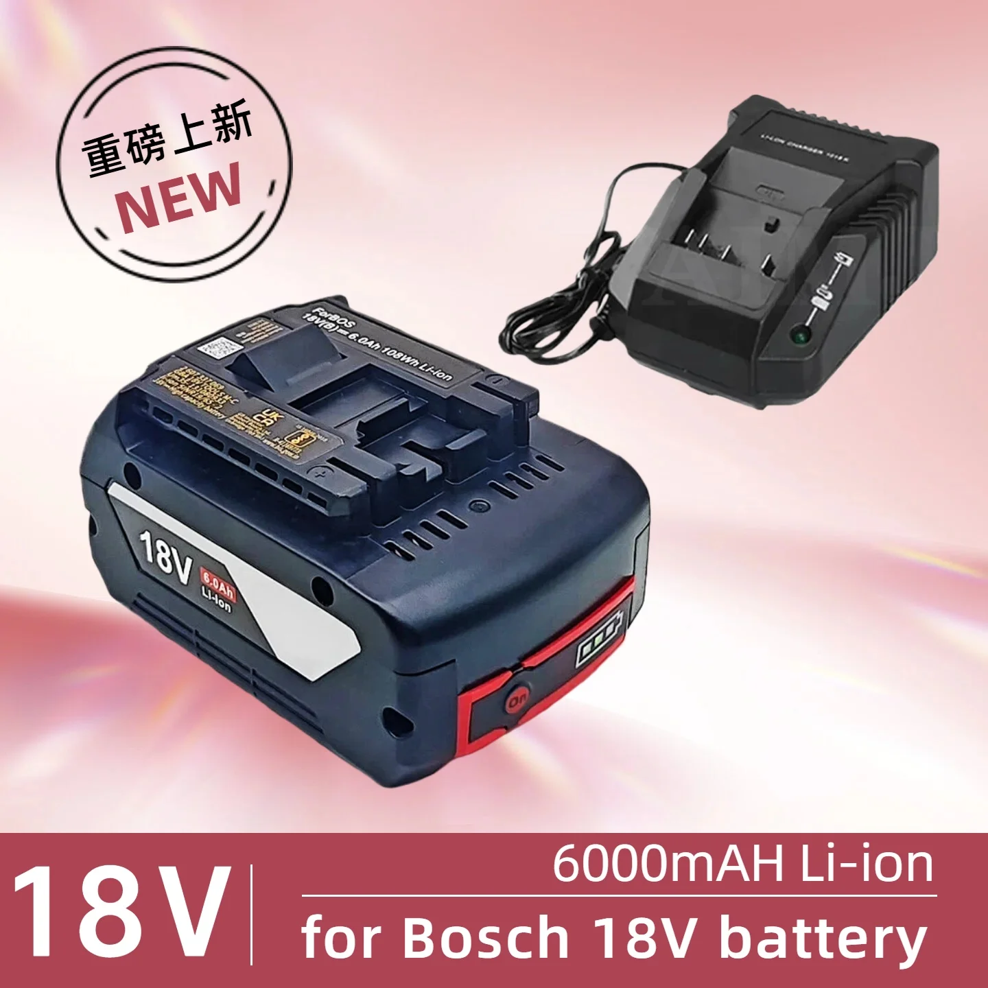 

18V power tools rechargeable lithium-ion battery pack 18V 6000mAH for Bosch 18V battery suitable for Bosch