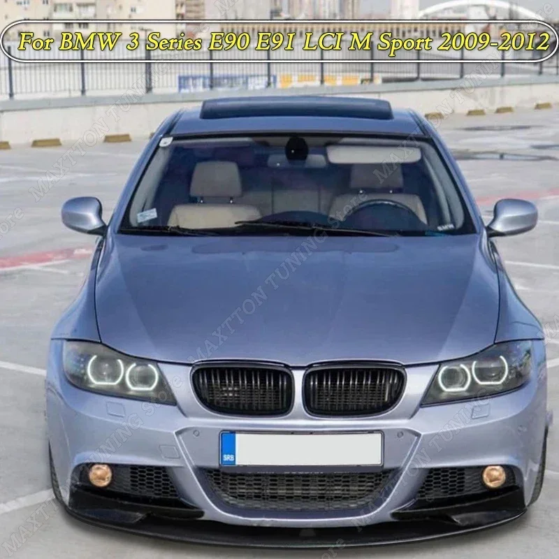 For BMW 3 Series E90 E91 LCI M Sport 2009-2012 Gloss Black Car Front Lip Spoiler Bumper Splitter Tuning Body kit Guard Trim