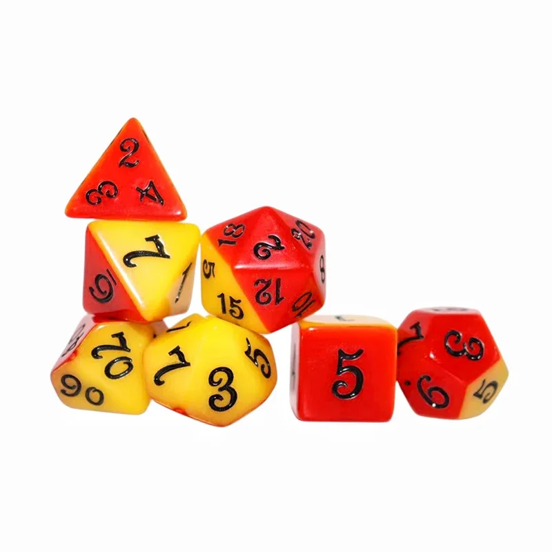 70/42/21-7 buah Set dadu DND polihedral D4 D6 D8 D10 D12 D20 dadu warna acak untuk D & D RPG peran bermain papan permainan meja