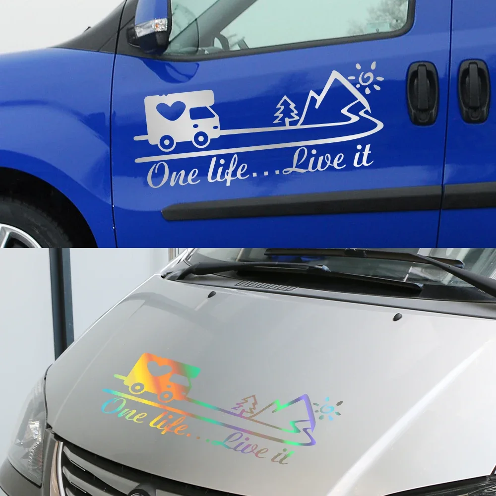 One Life Live It Car Sticker Van Camper Decor Decal Vinyl Vanlife Decoration For Truck Camper RV Caravan Body Auto Accessories