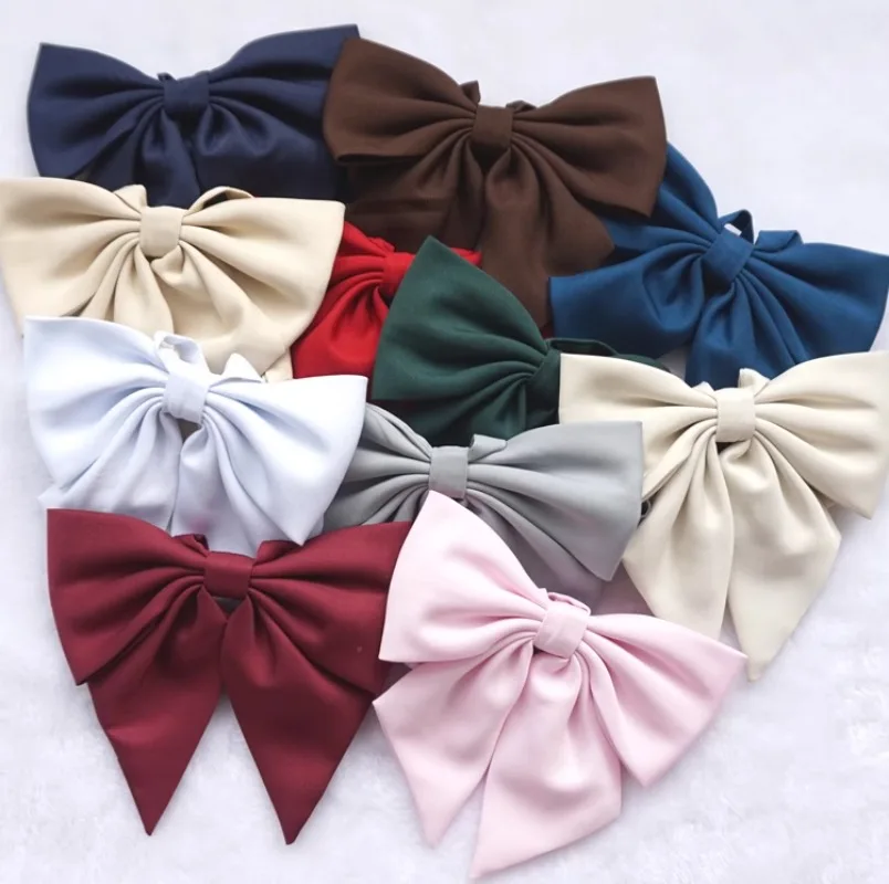 Japanese JK Uniform Oversized Bow Solid Color Bevel School Uniform Giant Feather Sailor Suit Shirt Bow Tie Accessories For Girl