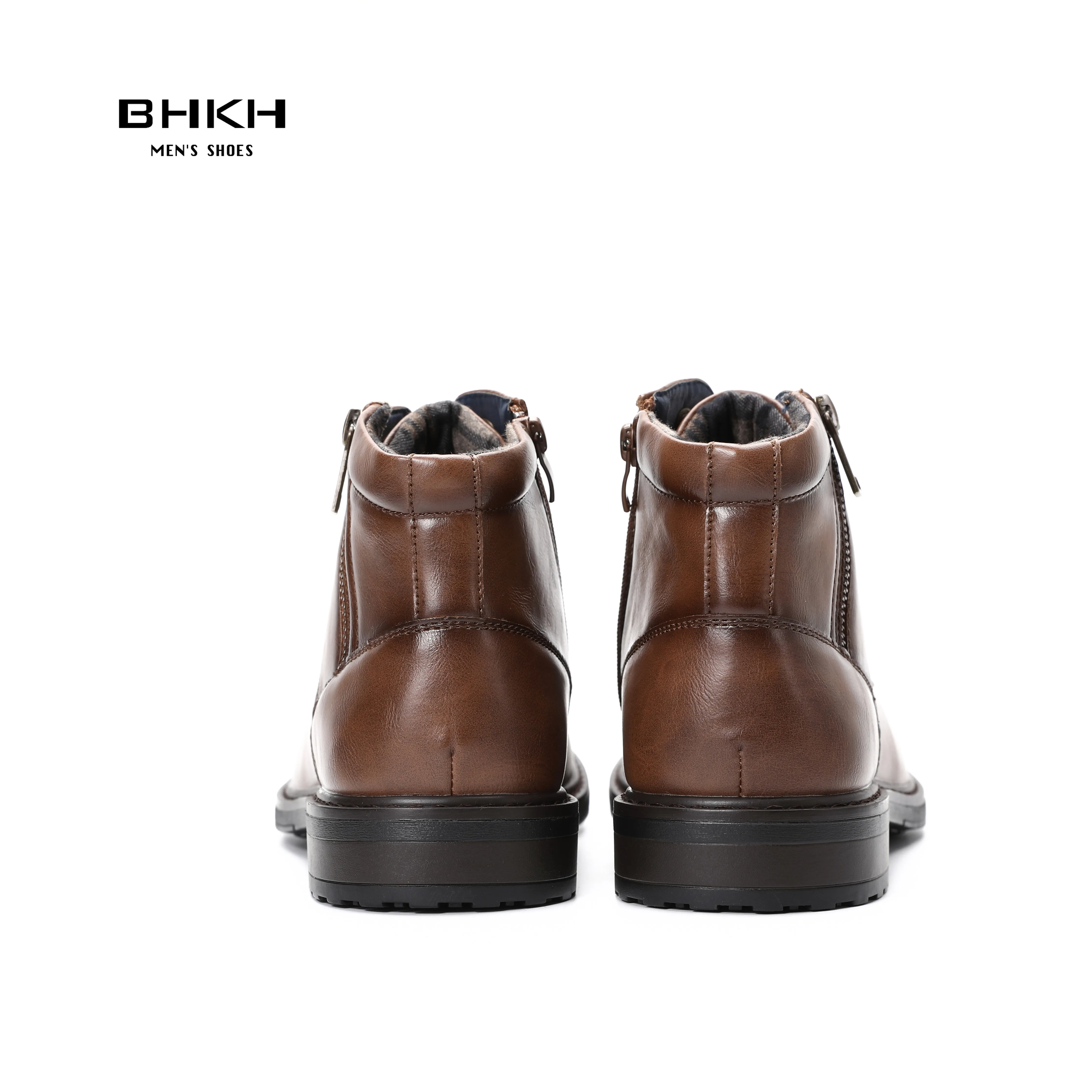 BHKH-botas con cordones para hombre, botines con cremallera, zapatos de vestir inteligentes para negocios, trabajo y oficina, otoño e invierno, 2024