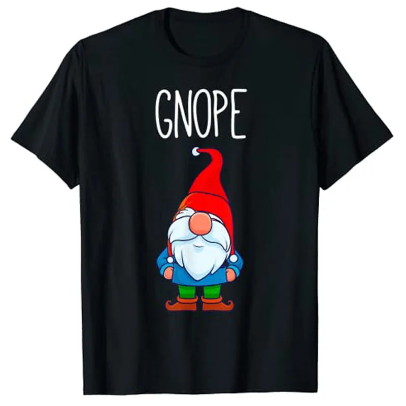 

Gnope, Tomte Garden Gnome Gift, Funny Scandinavian Nope T-Shirt Women Men Aesthetic Clothes Family Matching Xmas Costume Tee Top