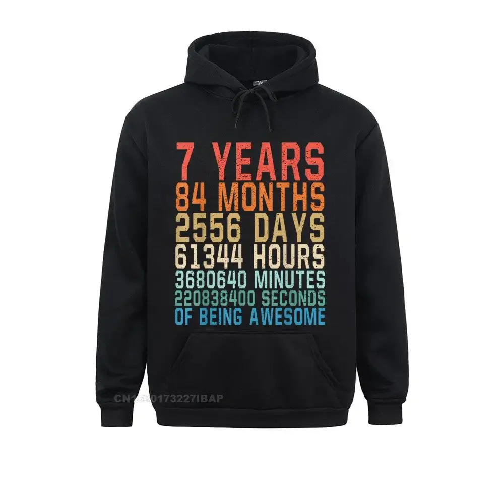 7 Years Old 7th Birthday Vintage Retro 84 Months Funny Hoodie Men Sweatshirts Simple Style Hoodies Fashionable Geek Clothes