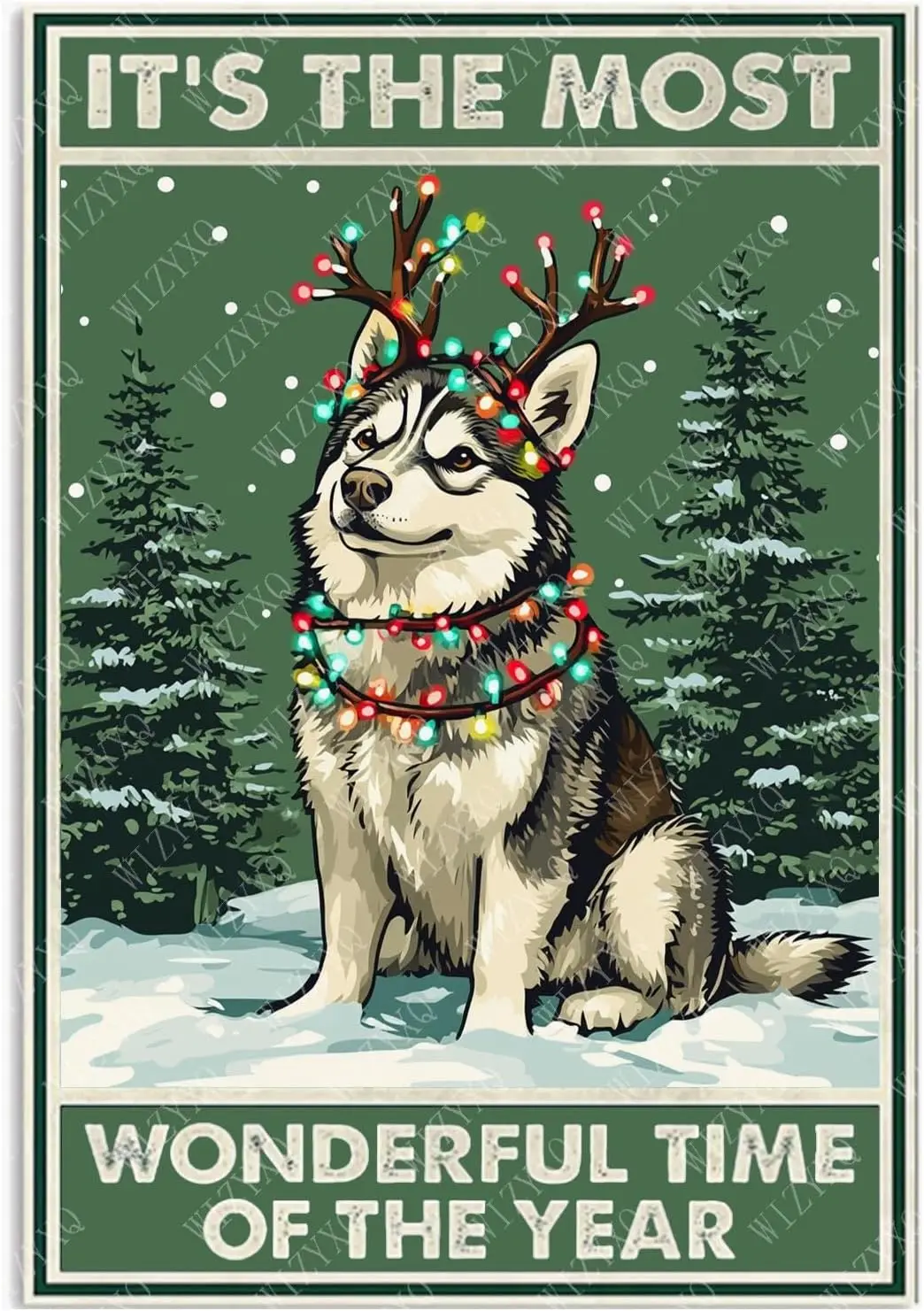 Metal Signs Alaska Dog It's The Most Wonderful Time Of The Year Tin Signs Winter Christmas sign Aluminum Sign for Living Roo