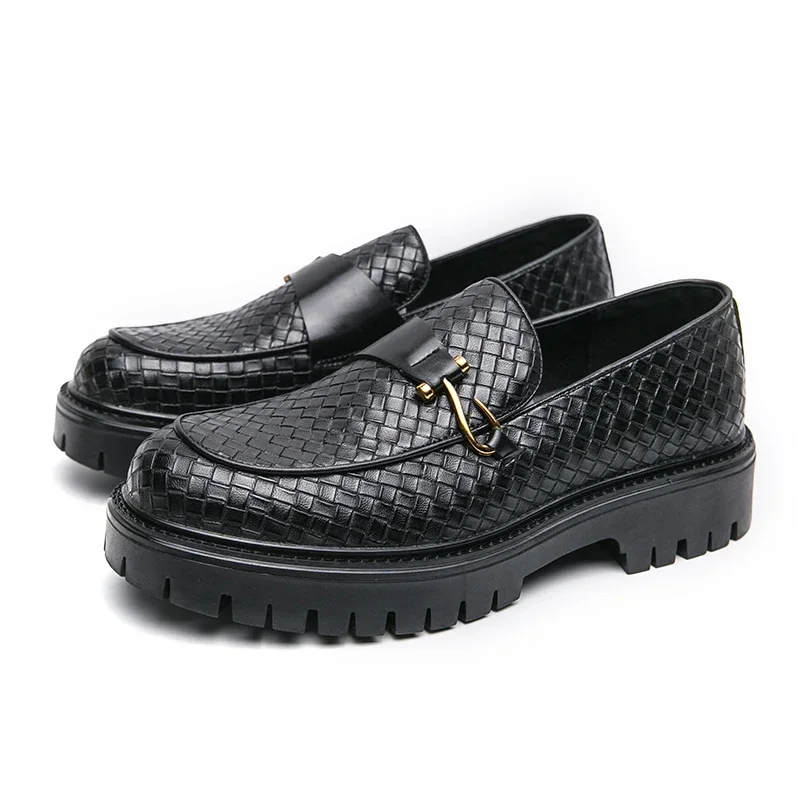 

GIOIO повседневная кожаная обувь без шнуровки на платформе в британском стиле, мужские кожаные повседневные модельные туфли, лоферы на платформе