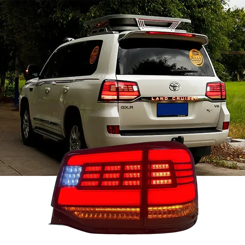 For Toyota Land cruiser LC200 Tail Light Assembly 2016 - 2020 Models Modified LED Running Lights Running Water Turn Tail Lights