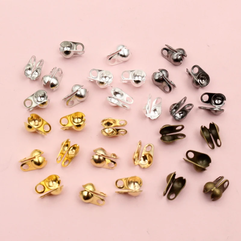 200pcs Fit 1.5/2/2.4/3.2mm Ball Chain Calotte End Crimp Beads Connector Components For DIY Jewelry Making Accessories Findings