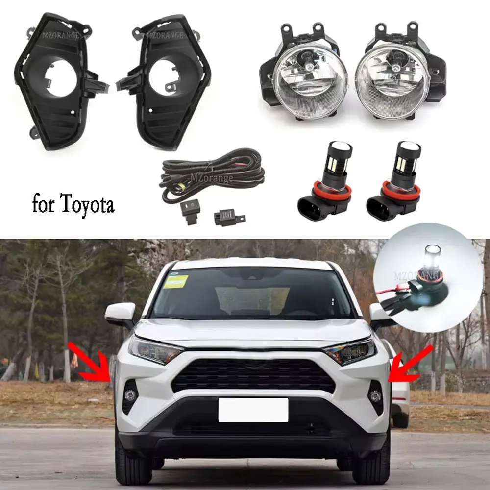 

Fog Lights LED for Toyota RAV4 RAV 4 XA50 2019 2020 2021 Headlight Halogen Fog Lamp Cover Grille Bezel Frame switch cable wires