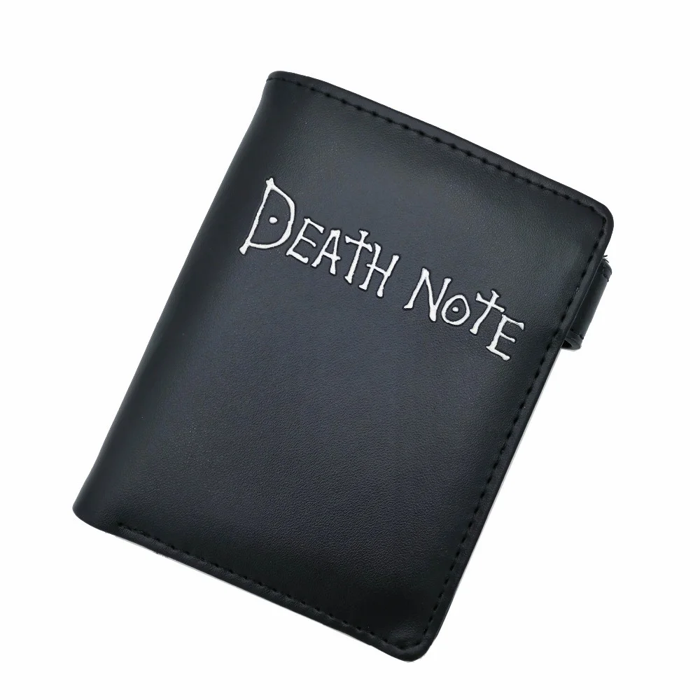 Death Note Anime Black PU Leather Short Wallet with Card Holders Zipper Pocket for Boys Girls Gift