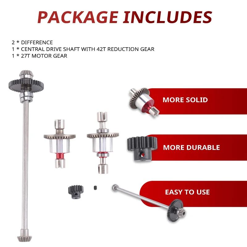 

Superior Quality-Metal Main Axle Central Drive Shaft Differential Gear Set For Wltoys A959-B A969-B A979-B 1/18 RC Car Upgrade P
