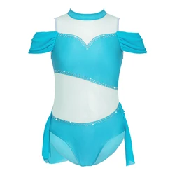 Ginástica collant para meninas crianças dança traje oco volta strass brilhantes ballet bodysuit para palco desempenho roupas