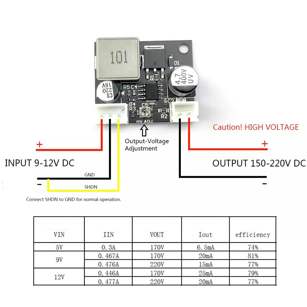 Nixie Tube Booster DC 9V-12V TO 160V - 220V 170V boost High Voltage Power Drive  SZ3-1 QS30-1 IN-14 Tube Glow clock Magic Eye